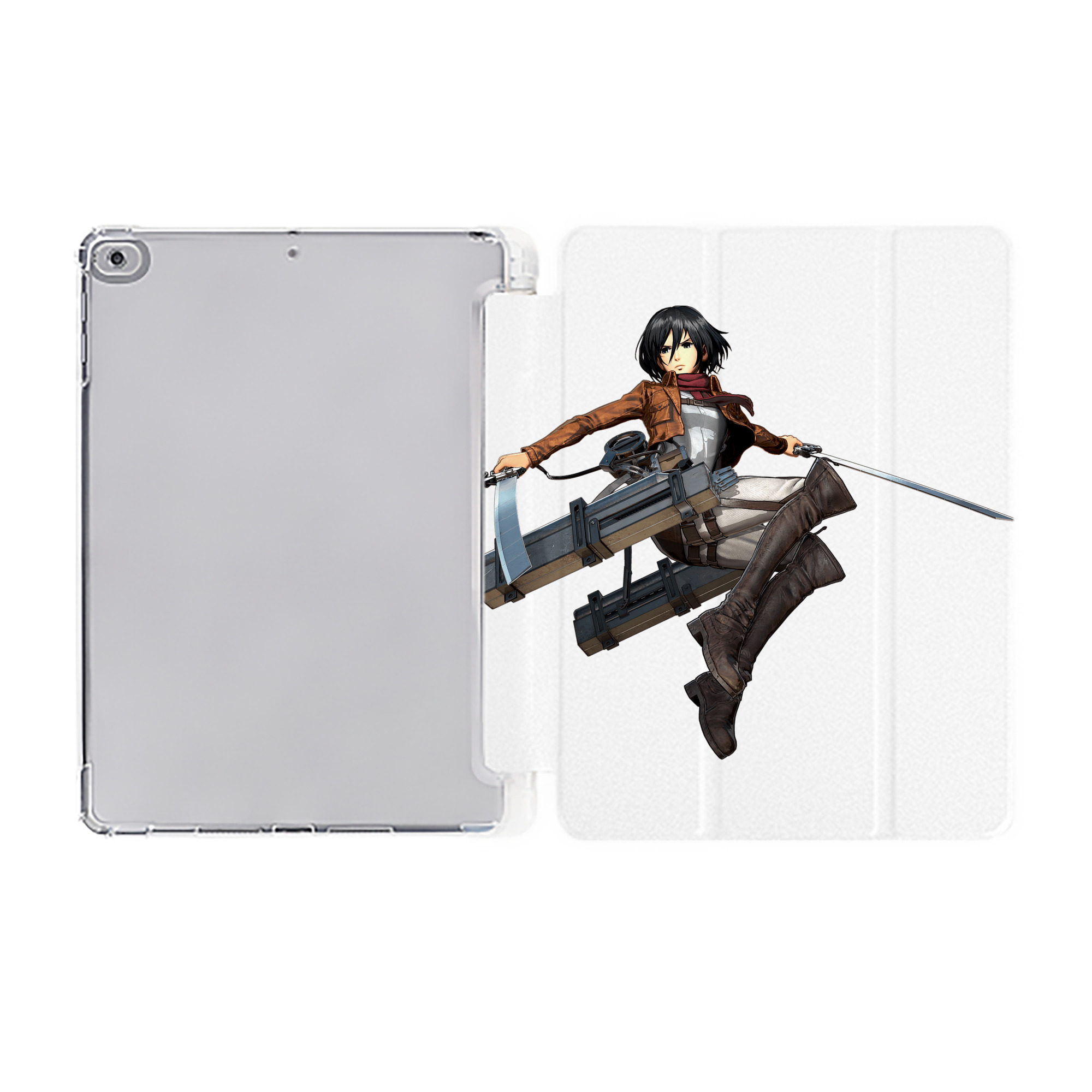 （画像用） 進撃の巨人 ミカサ·アッカーマン Attack on Titan Mikasa Ackerman IPad ケース ペン収納付き 三つ折りスタンド PUレザー×シリコン 対応機種9.5/10.5/10.9インチ